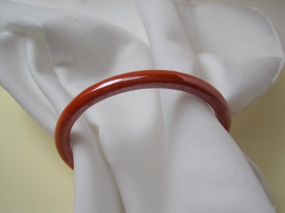Armband oranje/ rood iriserend Peking glas 6.4 cm - Afbeelding 3