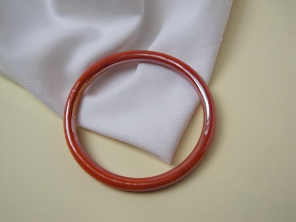 Armband oranje/ rood iriserend Peking glas 6.4 cm - Afbeelding 4