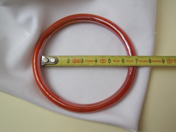 Armband oranje/ rood iriserend Peking glas 6.4 cm - Afbeelding 5