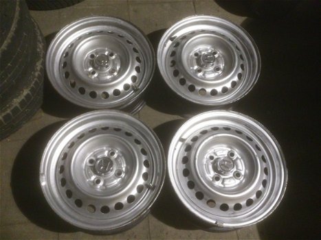 4 Stalen Velgen 14 Inch Honda Civic Logo CRX 4x100 - 1