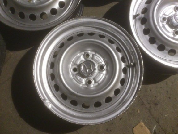 4 Stalen Velgen 14 Inch Honda Civic Logo CRX 4x100 - Afbeelding 2