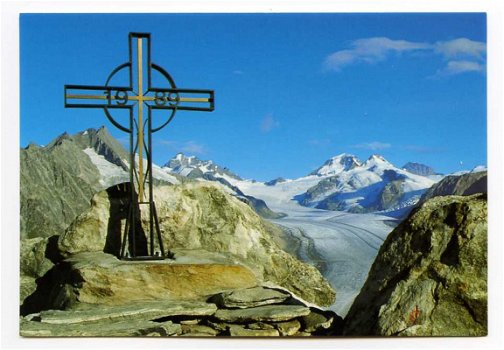 R186 Gipfelkreuz Eggishorn Fiesch Grosser Aletschgletscher / Zwitserland - 1