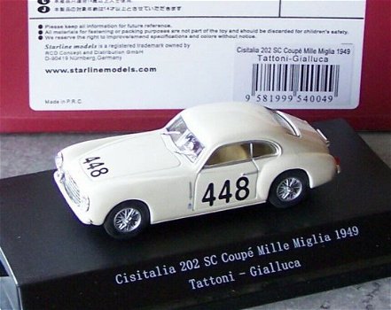 1:43 Starline Cisitalia 202 SC Coupe 1949 MM Mille Miglia rally race #448 - 0