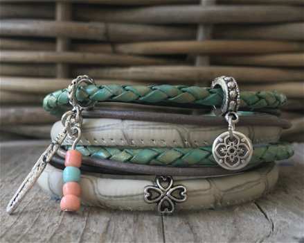 Boho Wikkelarmband dames Ibiza met klavertje vier - 1