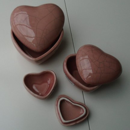 HARTJES OUD ROSE MET CRAQUELÉ OLD LOOK 12-10-7,5 CM NIEUW - Afbeelding 2