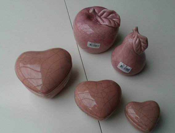 HARTJES OUD ROSE MET CRAQUELÉ OLD LOOK 12-10-7,5 CM NIEUW - Afbeelding 4