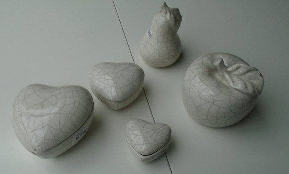 HARTJES WIT MET CRAQUELÉ OLD LOOK 12-10-7,5 CM NIEUW - Afbeelding 3