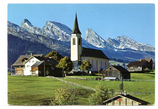 S111 Wildhaus Obertoggenburg Kath Kirche mit Churfirsten / Zwitserland - 1