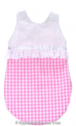 Paola Reina 34 cm Roze ruitjes slaapzak