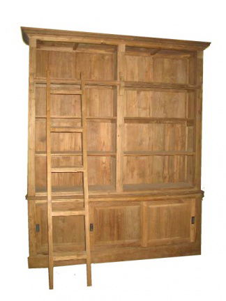 Boekenkast Helmond teak 200 x 45/35 x 255cm incl. trap - nr. 1