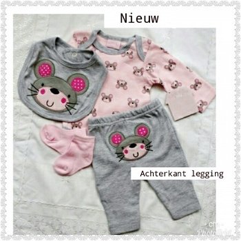 Baby legging met romper slab en sokjes 4 delig 50/62 - 2