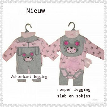 Baby legging met romper slab en sokjes 4 delig 50/62 - 3