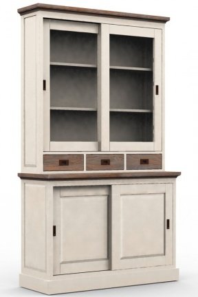 Buffetkast Hengelo wit laden en lijsten teak 130 x 48/34 x 220cm - nr. 1