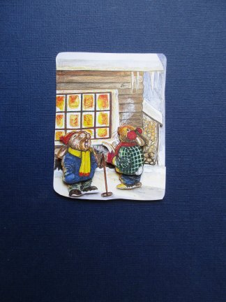 229 KERST 3d plaatje, muisjes bij venster - nr. 1