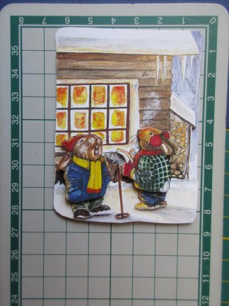 229 KERST 3d plaatje, muisjes bij venster - Afbeelding 2