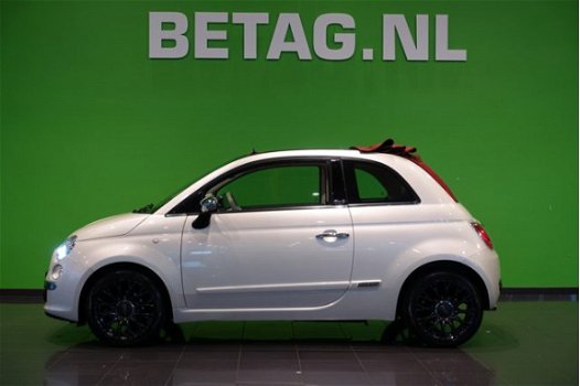 Fiat 500 C - 0.9 TwinAir Rock Cabrio | Rood Leer | Airco | Zeer Netjes | Parelmoer wit | - 1