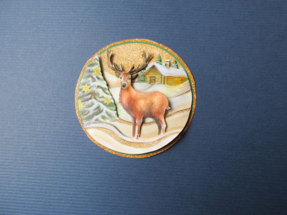ka230 KERST Amy 3d plaatje, rendier / huisje - nr. 1