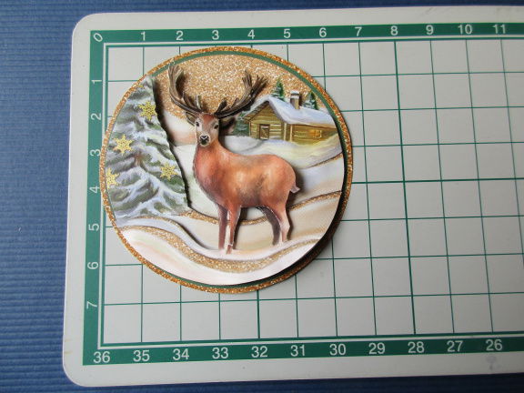 ka230 KERST Amy 3d plaatje, rendier / huisje - Afbeelding 2