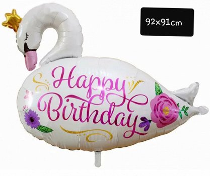 Nieuw! Folie Ballon ** Birthday Zwaan - 1