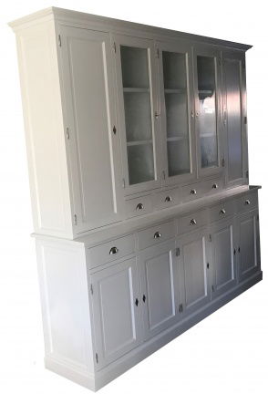 Buffetkast Lelystad wit - wit 280 x 50/40 x 235cm RVS grepen - nr. 1