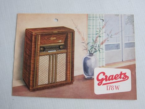 Antieke GRAETZ Super 178 W buizenradio flyer 1953 NL(D168) - 1