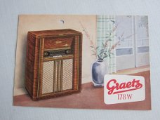 Antieke GRAETZ Super 178 W buizenradio flyer 1953 NL(D168)