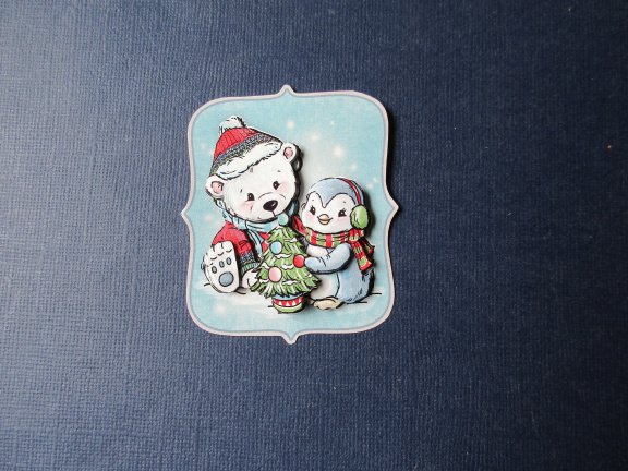 ky319a KERST Yvonne 3d plaatje, beer en pinguin / kerstboom - nr. 1