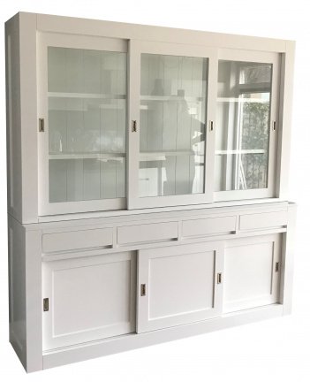 Buffetkast Enschede wit strak 220 x 50/40 x 220cm greeploze laden - nr. 1
