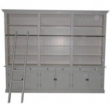 Boekenkast Reewijk wit wit 300 x 36 x 240cm incl. trap - nr. 1