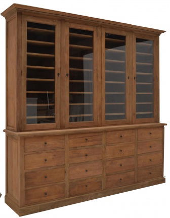 Apothekerskast Tiel teak onbehandeld 250 x 50/40 x 240cm - nr. 1