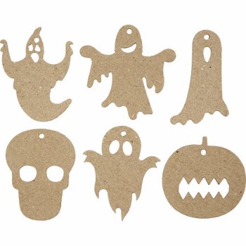 Kartonnen hangers halloween decoratie assorti 7-10cm - 60 stuks - 1