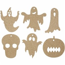 Kartonnen hangers halloween decoratie assorti 7-10cm - 60 stuks