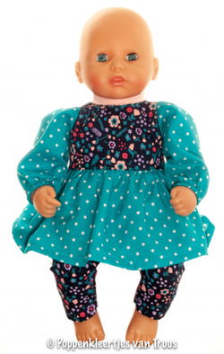 Annabel 36 cm 2 dlg. Setje groen/blauw/bloem