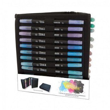 Watercolour Dual-tip Pens&Caddy (36pk) Brush&Fine Docrafts DOA 851310 - 0