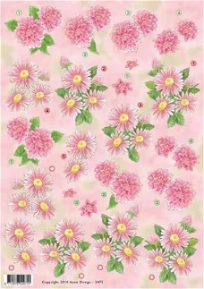 A4 Knipvellen Anne Design 2475 - Roze bloemen
