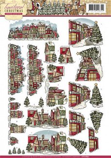 A4 knipvellen Yvonne Creations CD10636 - Traditional Christmas - Huisjes