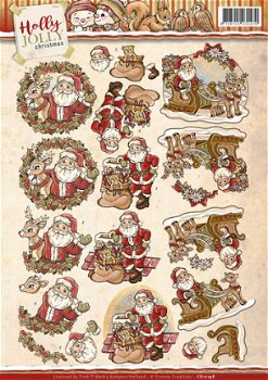 A4 knipvellen Yvonne Creations CD10748 - Holly Jolly Christmas - Santa - 1