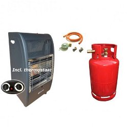 Diverse combinaties van mobiele gaskachels met LPG fles