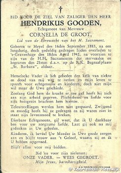 Bidprentje Hendrikus Gooden Sept. 1883-April 1942 - 2