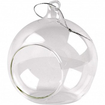 Glazen hangers ballen met met opening 8cm - 6 stuks - 1