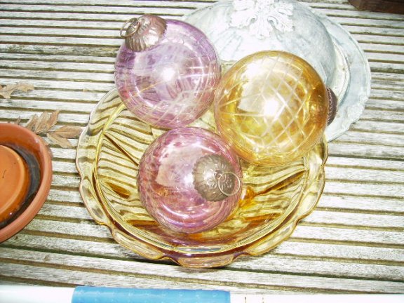 Kerstballen, doorzichtig glas met ruit - nr. 1