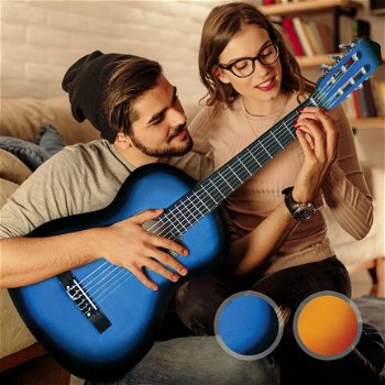 4/4 akoestische gitaar blauw nieuw gratis levering 2j garantie - 1