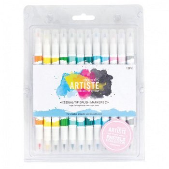 Dual Tip Brush Markers (12pcs) - Pastel DOA 851102 - 1