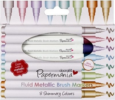 Fluid Metallic Brush Markers 8 Shimmery Colours PMA8511008 - 1