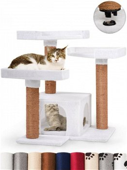 krabpaal kattenkrabpaal kattentoren nieuw gratis levering 2j garantie wit - 2