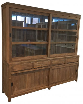 Winkelkast Kootwijk teak laden greeploos 240 x 50/40 x 220cm - nr. 1