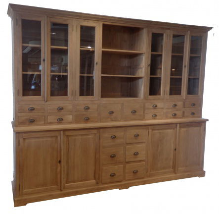 Buffetkast Uden 20 laden teak onbehandeld 300 x 50/40 x 230cm - nr. 1