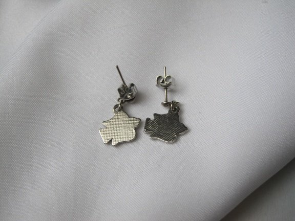 Oorbellen zilverkleurige vogeltjes met turquoise steen inleg 1.1x0.8 cm - Afbeelding 5
