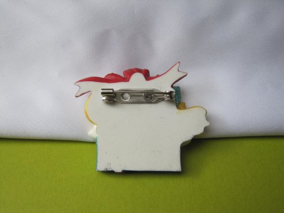 Broche kunststof poes/kat in groene glitter cadeau doos 4.8x3.9 cm. - Afbeelding 4