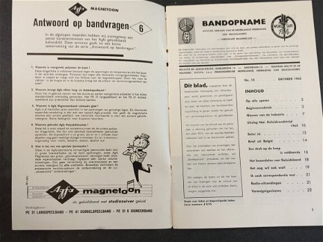 Antiek BANDOPNAME recorders magazine boekje 1962 (D274) - 1